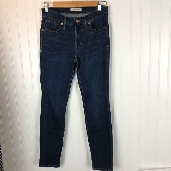 Madewell 9 inch High Rise Dark Wash Skinny Jeans - Picture 4 of 11
